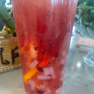 Dragon Fruit Tea with Lychee Jelly