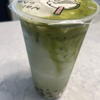Matcha Bubble Milk with Cheese Foam