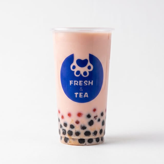 Sakura Rose Bubble Tea with Boba.