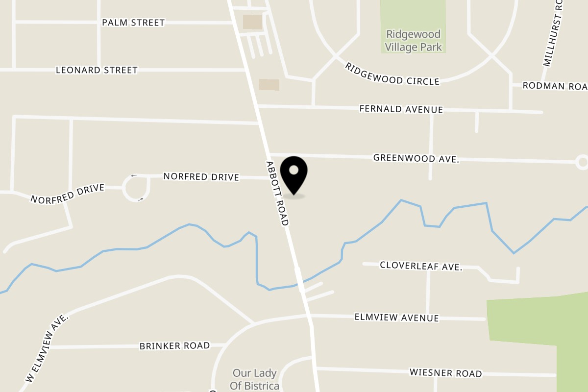 Map showing the location of Oishi Sushi on 1506 Abbott Rd in Buffalo